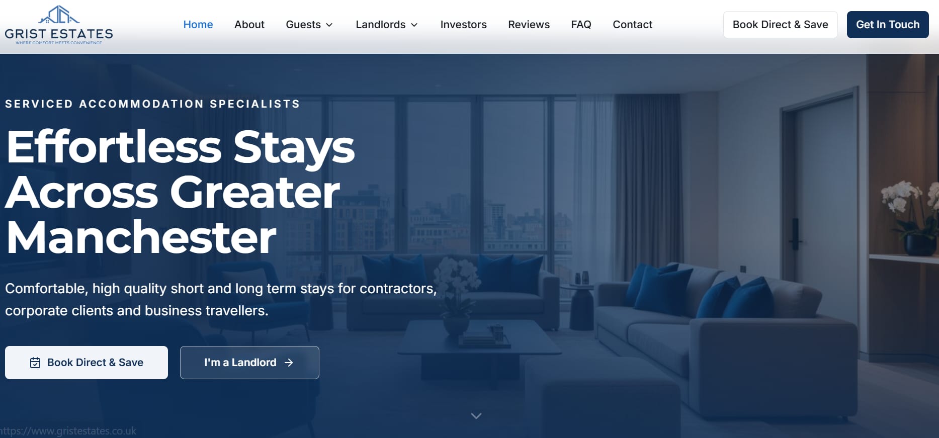 The Gris Estates website's home page, designed and built by Foldscapes